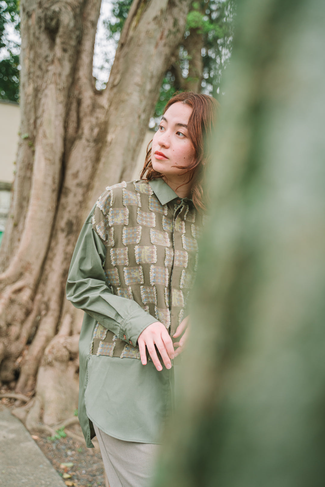 -Forest Check-　シャツ　col:カーキ