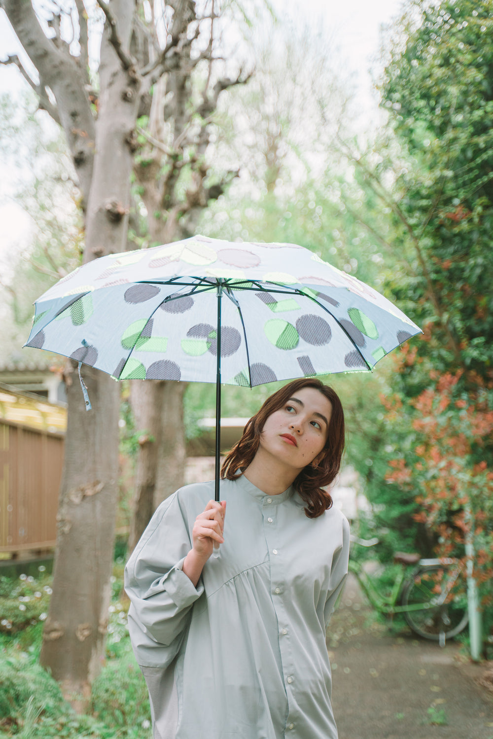 -POLS DOT-　折りたたみ晴雨兼用日傘　col:サックス