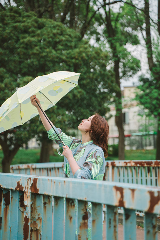 -POLS DOT-　折りたたみ晴雨兼用日傘　col:イエロー