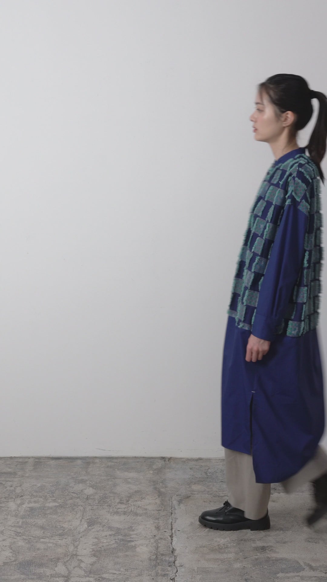 -Forest Check-　シャツワンピース　col:ブルー
