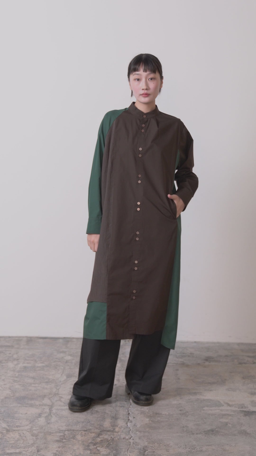 -TWIN BUTTON-　シャツワンピース　col:ブラウン