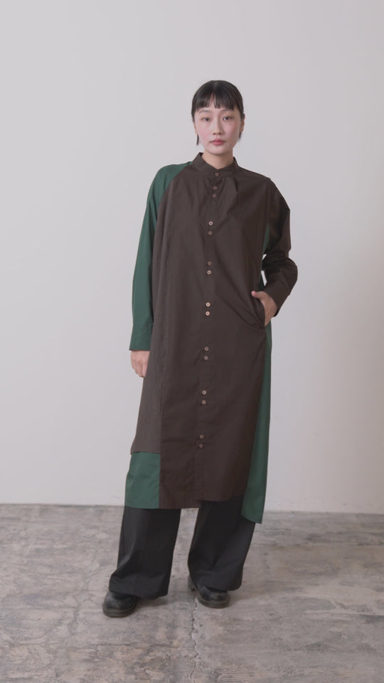 -TWIN BUTTON-　シャツワンピース　col:ブラウン