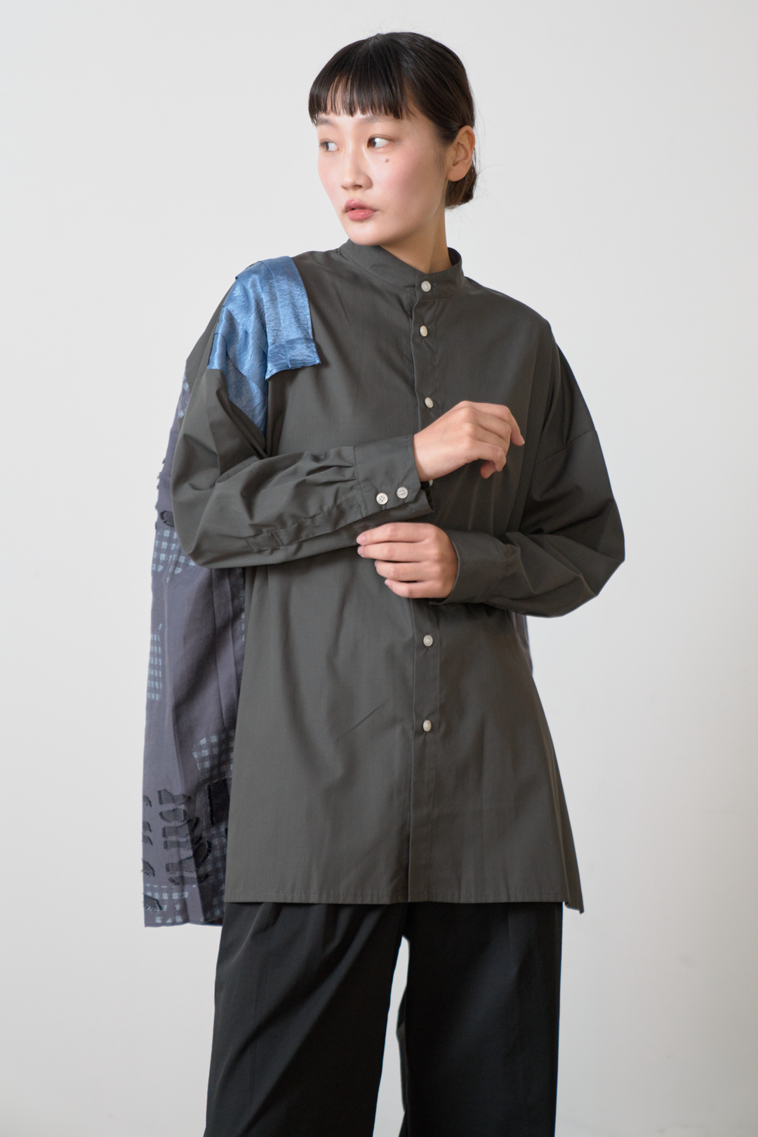 -Hidden Gingham-　シャツ　col:グレー