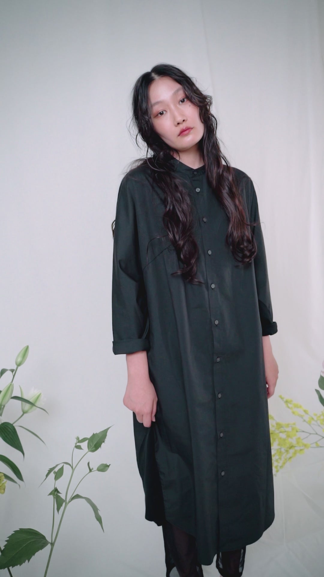 -CLIONE-　シャツワンピース　col:ブラック